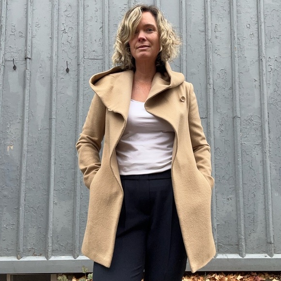 Sentaler Baby Alpaca Mid Length Hooded Wrap Coat, size XS - Picture 1 of 14